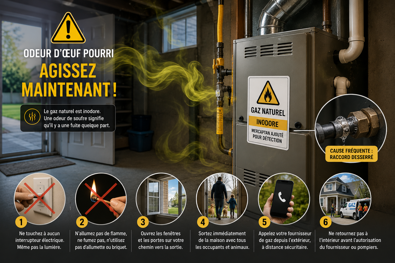 Rotten egg smell: act now — the 6 steps for a gas leak